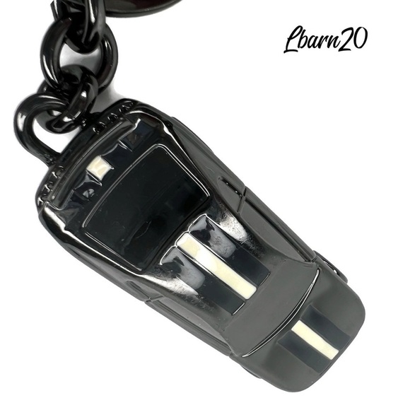 Coach Car Keychain Fob Camaro Matte Black Striped Sports Rare Gift for Dad Mens - Picture 6 of 6